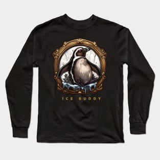 Penguin "Ice Buddy" , Penguin Gift , Penguin Lover , Penguin Cartoon Long Sleeve T-Shirt